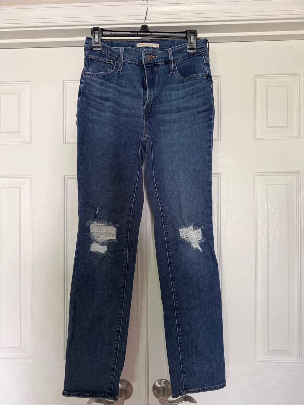 Levi's Indigo Straight-Leg Ripped Jeans